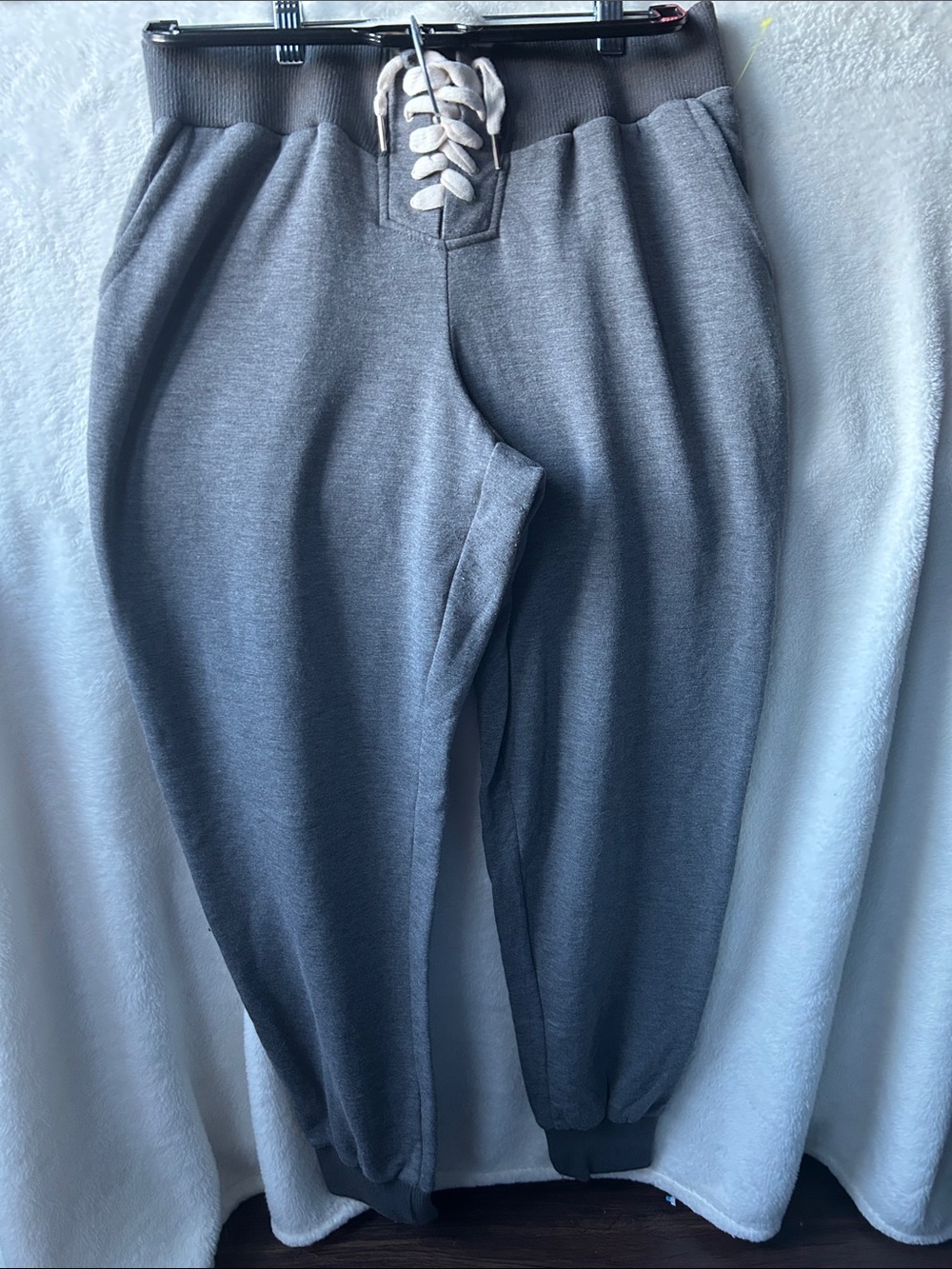 Hippie rose lace up heather grey Junior size XL Jogger Bottoms